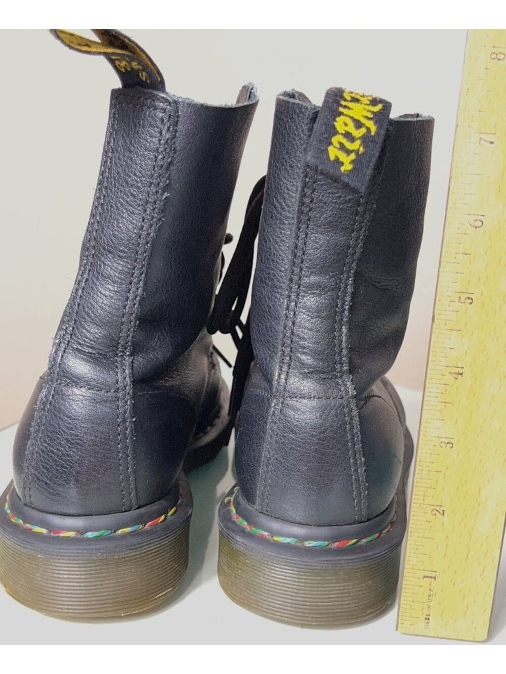 Dr Martens Boots AirWair Black 1470 Pascal Rainbow Combat Moto Leather Wom 7 - Picture 5 of 9
